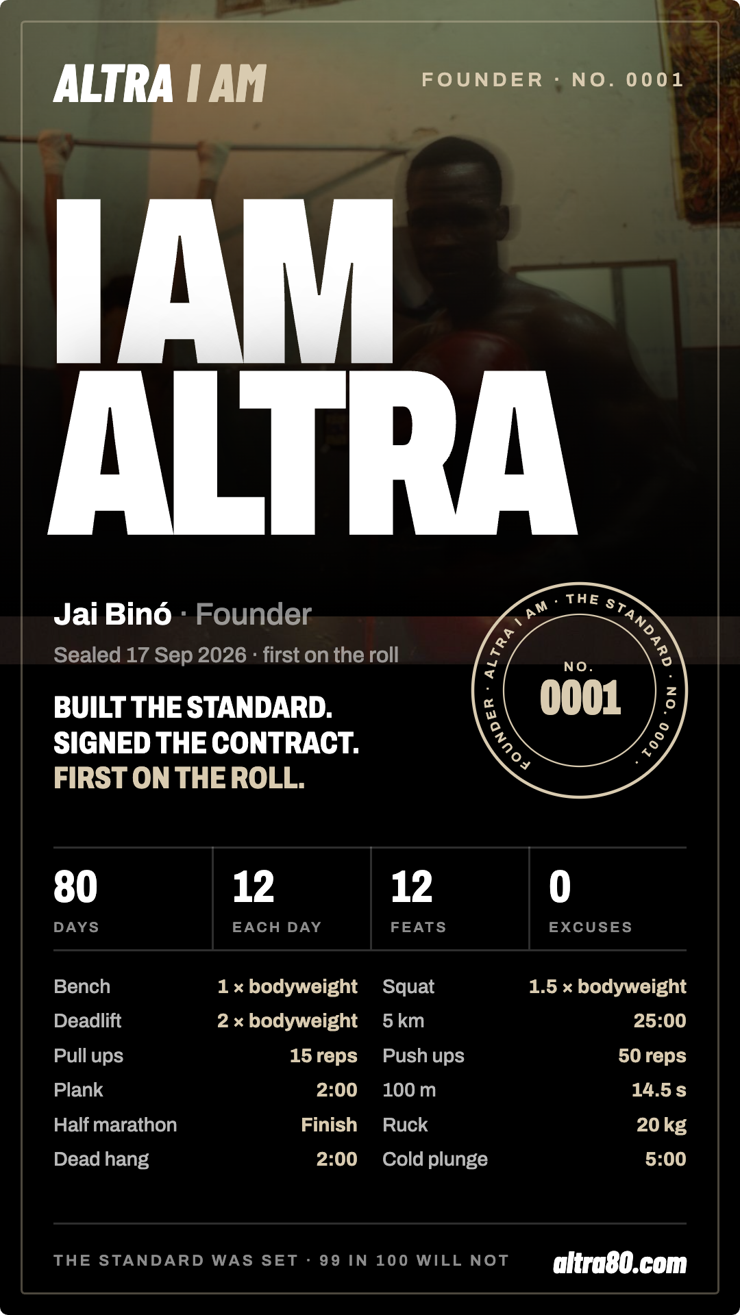 Founder certificate · No. 0001