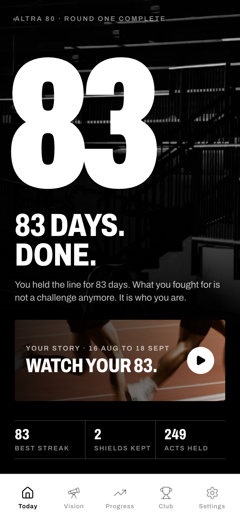 83 days. Done.